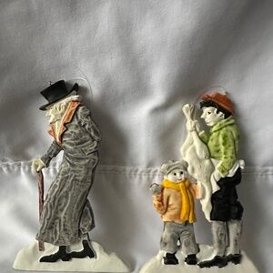Dept 56 A Christmas Carole, set of 2 cast porcelain ornaments